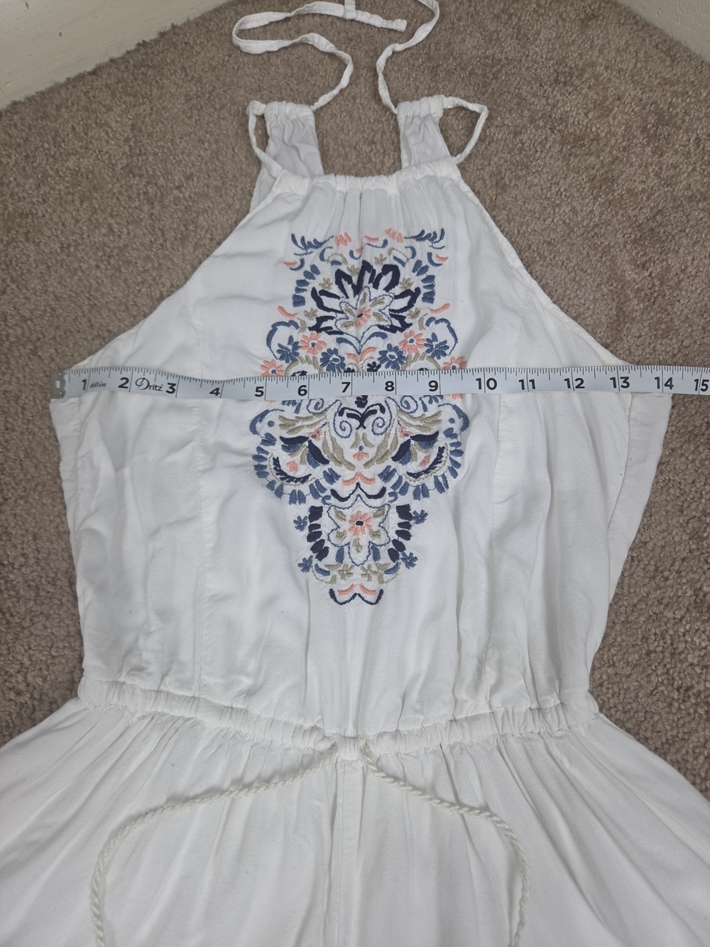 Hollister White Gauzy Halter Top with Subtle Embroidery - Picture 7 of 7